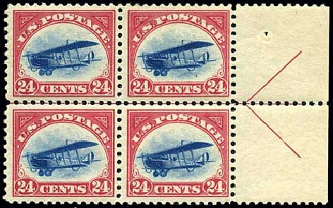 Values of US Stamps Scott Catalog C3 - 1918 24c Air Curtiss Jenny. Harmer-Schau Auction Galleries, Jun 2008, Sale 78, Lot 1707