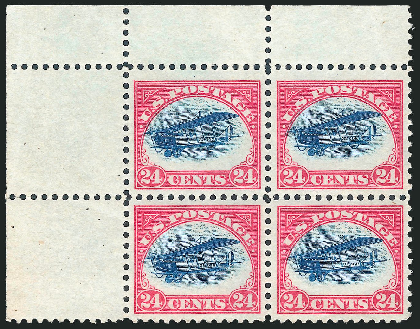 US Stamp Prices Scott Catalog C3: 24c 1918 Air Curtiss Jenny. Robert Siegel Auction Galleries, Nov 2013, Sale 1061, Lot 4047