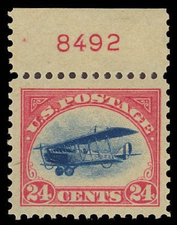 Prices of US Stamps Scott Catalog C3: 1918 24c Air Curtiss Jenny. Daniel Kelleher Auctions, Jun 2012, Sale 630, Lot 1958