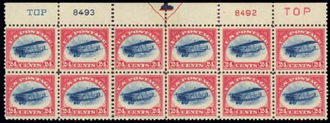 US Stamps Value Scott #C3 - 1918 24c Air Curtiss Jenny. Daniel Kelleher Auctions, Feb 2013, Sale 634, Lot 358