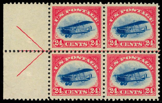 US Stamp Value Scott # C3: 1918 24c Air Curtiss Jenny. Daniel Kelleher Auctions, Apr 2013, Sale 636, Lot 538