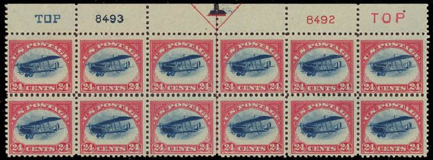 Values of US Stamp Scott Catalog C3 - 24c 1918 Air Curtiss Jenny. Daniel Kelleher Auctions, Aug 2012, Sale 631, Lot 1609