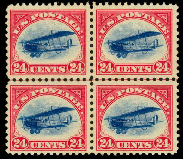 US Stamp Value Scott Catalog # C3: 1918 24c Air Curtiss Jenny. Daniel Kelleher Auctions, Apr 2013, Sale 636, Lot 539