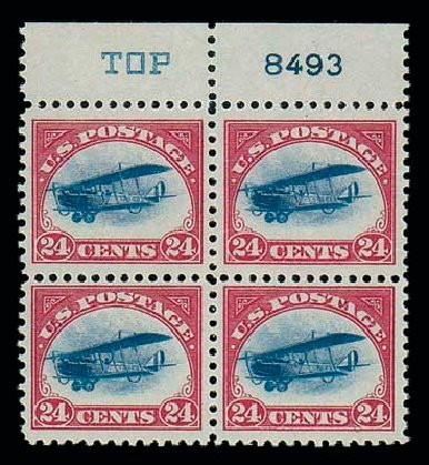 Prices of US Stamps Scott Cat. C3: 1918 24c Air Curtiss Jenny. Matthew Bennett International, Dec 2007, Sale 325, Lot 2340