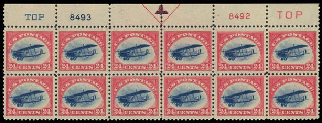 Values of US Stamps Scott Cat. C3 - 24c 1918 Air Curtiss Jenny. Daniel Kelleher Auctions, Jun 2012, Sale 630, Lot 1960