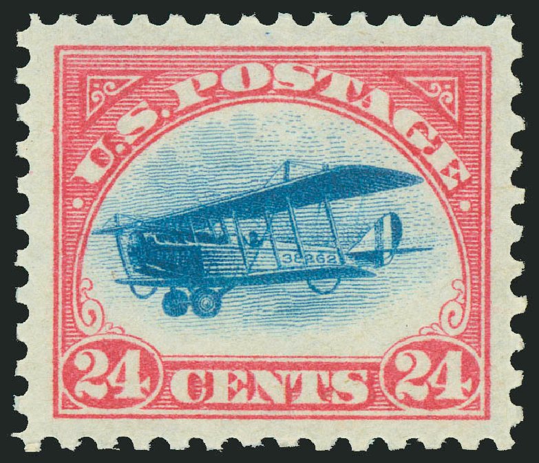 US Stamp Values Scott Catalogue C3: 1918 24c Air Curtiss Jenny. Robert Siegel Auction Galleries, Jun 2009, Sale 975, Lot 2100