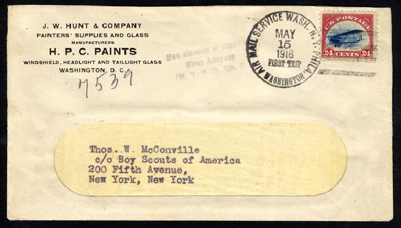 Cost of US Stamp Scott Catalog #C3: 24c 1918 Air Curtiss Jenny. Cherrystone Auctions, Jun 2009, Sale 200906, Lot 241