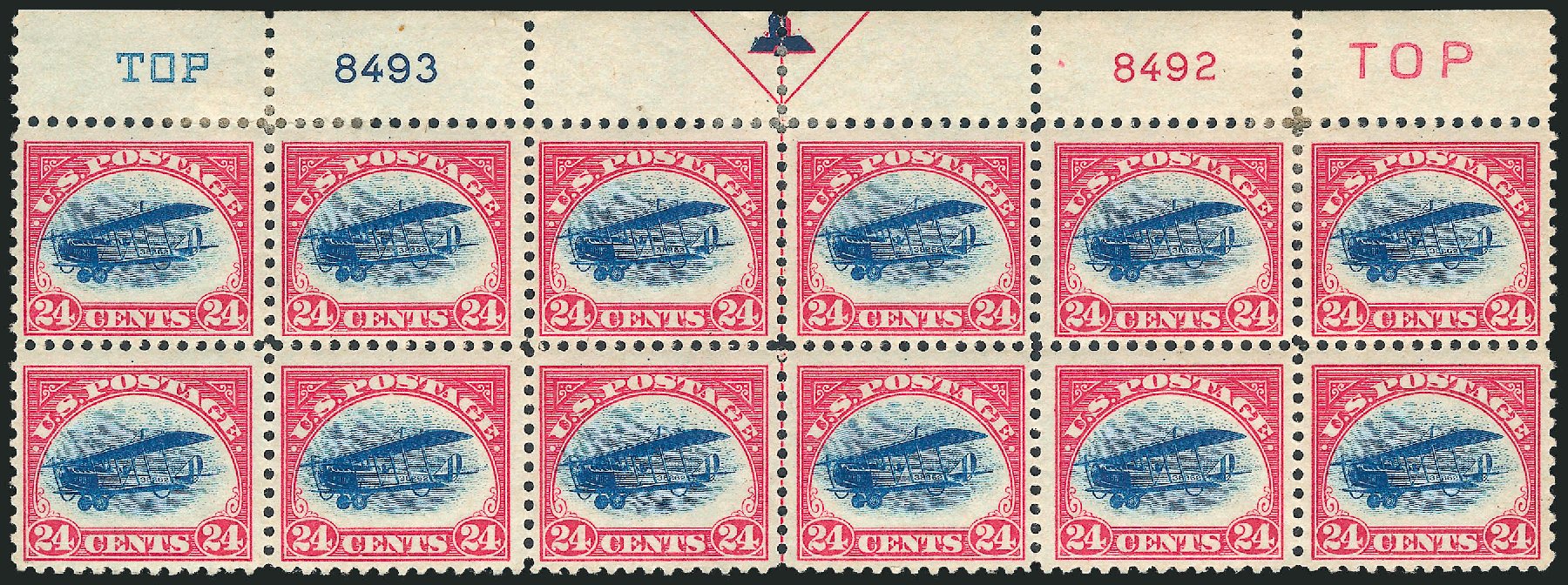 US Stamp Values Scott Cat. # C3 - 1918 24c Air Curtiss Jenny. Robert Siegel Auction Galleries, Jun 2012, Sale 1026, Lot 1491