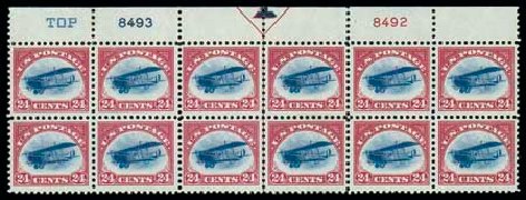 Values of US Stamps Scott Catalogue # C3: 24c 1918 Air Curtiss Jenny. Matthew Bennett International, Dec 2007, Sale 325, Lot 2344