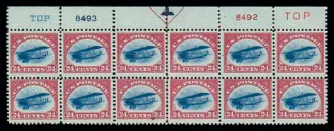 Values of US Stamp Scott Cat. #C3 - 24c 1918 Air Curtiss Jenny. Matthew Bennett International, Dec 2007, Sale 325, Lot 2345