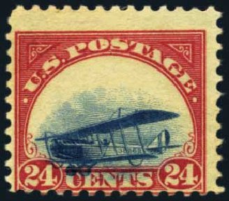 Value of US Stamp Scott #C3: 1918 24c Air Curtiss Jenny. Harmer-Schau Auction Galleries, Jan 2013, Sale 96, Lot 652