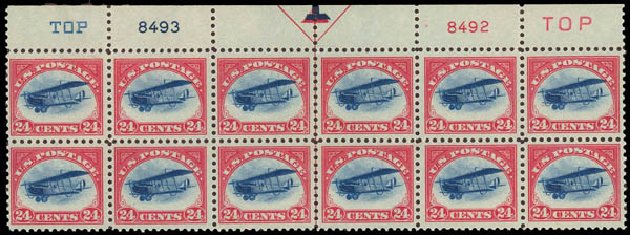 US Stamps Price Scott Catalogue # C3: 24c 1918 Air Curtiss Jenny. Daniel Kelleher Auctions, Jan 2012, Sale 628, Lot 672