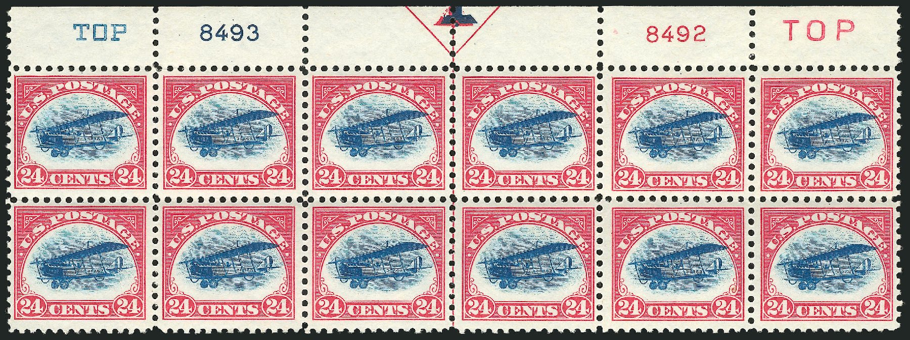 US Stamp Values Scott Catalog C3: 1918 24c Air Curtiss Jenny. Robert Siegel Auction Galleries, Jul 2013, Sale 1050, Lot 692