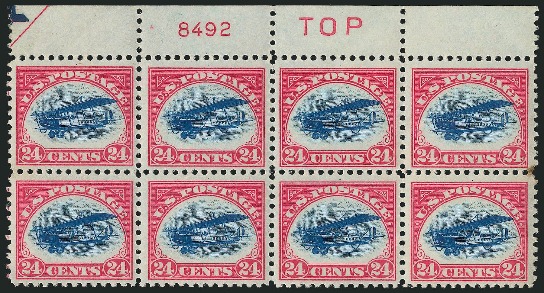 Price of US Stamp Scott Cat. C3: 24c 1918 Air Curtiss Jenny. Robert Siegel Auction Galleries, Feb 2015, Sale 1093, Lot 582