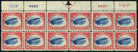 Value of US Stamps Scott Catalogue C3: 1918 24c Air Curtiss Jenny. Harmer-Schau Auction Galleries, Jan 2013, Sale 96, Lot 653