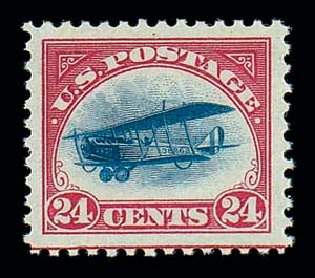 US Stamps Value Scott Catalog #C3: 24c 1918 Air Curtiss Jenny. Matthew Bennett International, Dec 2007, Sale 325, Lot 2336