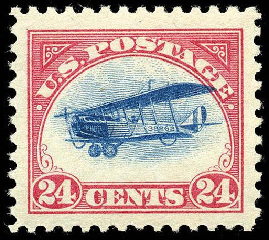 Value of US Stamp Scott Catalog #C3 - 1918 24c Air Curtiss Jenny. Matthew Bennett International, Apr 2008, Sale 326, Lot 556