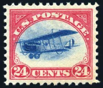 US Stamps Value Scott Cat. C3 - 24c 1918 Air Curtiss Jenny. Harmer-Schau Auction Galleries, Jun 2008, Sale 78, Lot 1706