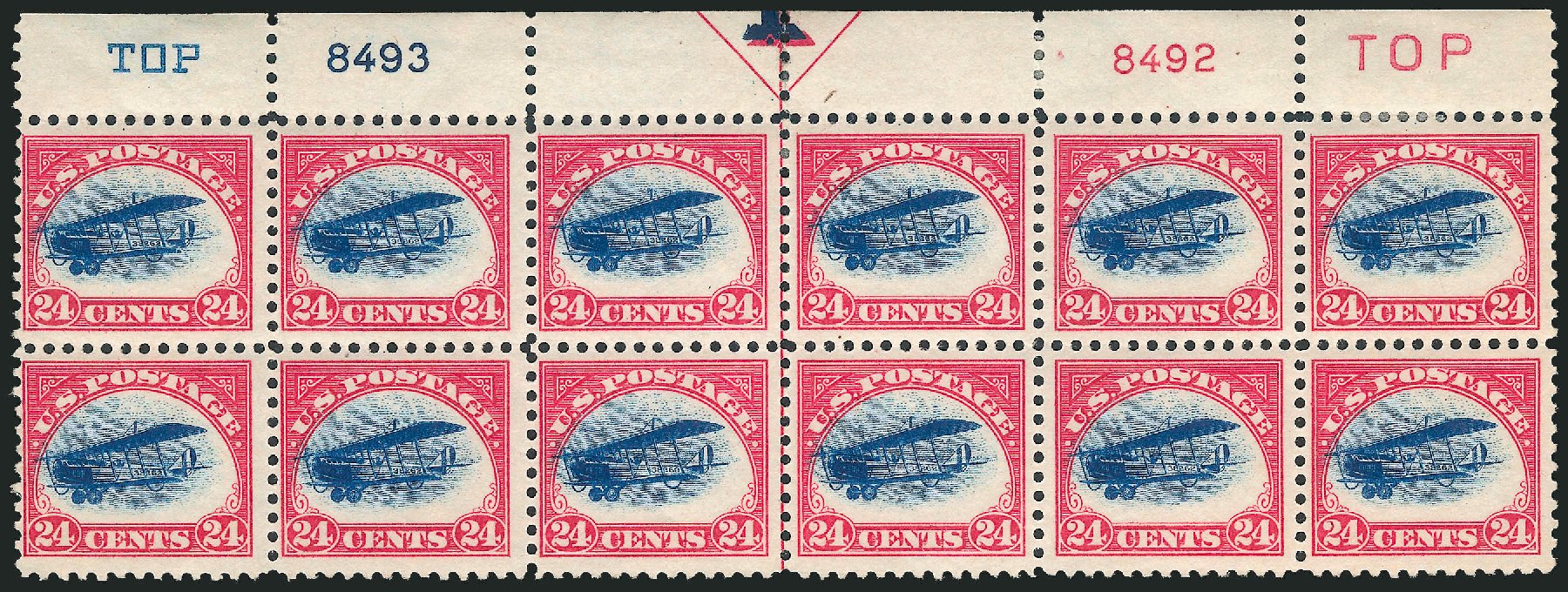 Values of US Stamp Scott Cat. #C3 - 24c 1918 Air Curtiss Jenny. Robert Siegel Auction Galleries, Dec 2012, Sale 1037, Lot 2186