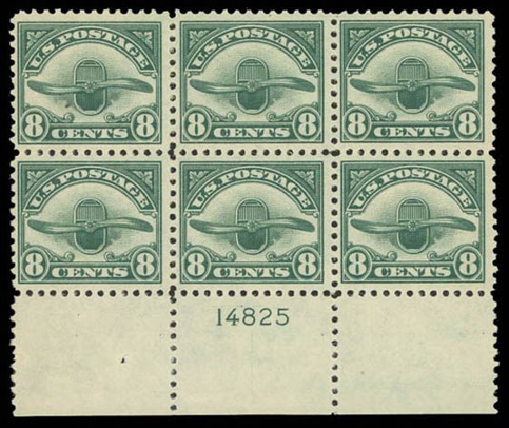 US Stamps Values Scott Cat. # C4: 8c 1923 Air Radiator and Propeller. Daniel Kelleher Auctions, Jul 2011, Sale 625, Lot 1128