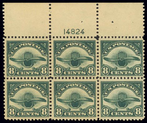 Cost of US Stamps Scott Catalogue #C4: 8c 1923 Air Radiator and Propeller. Daniel Kelleher Auctions, Feb 2013, Sale 634, Lot 360