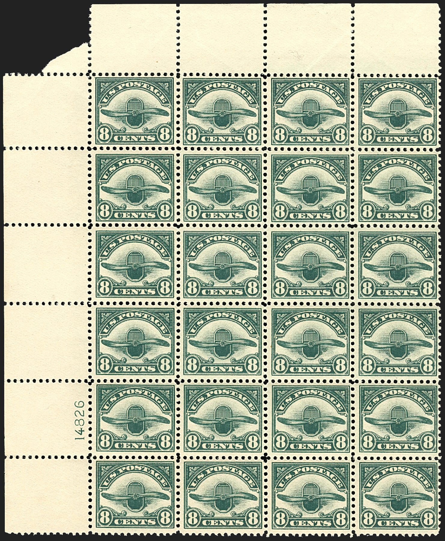 US Stamps Value Scott Cat. C4: 1923 8c Air Radiator and Propeller. Robert Siegel Auction Galleries, Jul 2015, Sale 1107, Lot 570