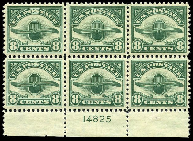 Values of US Stamps Scott #C4 - 8c 1923 Air Radiator and Propeller. Matthew Bennett International, Sep 2011, Sale 338, Lot 1994
