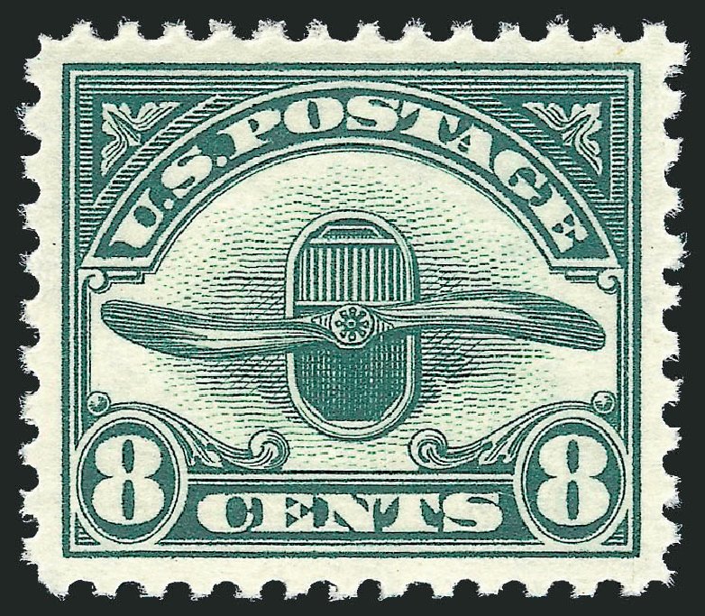 Value of US Stamps Scott Catalog C4 - 1923 8c Air Radiator and Propeller. Robert Siegel Auction Galleries, Jul 2014, Sale 1077, Lot 352