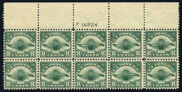 Prices of US Stamp Scott Catalog C4 - 8c 1923 Air Radiator and Propeller. Harmer-Schau Auction Galleries, Aug 2014, Sale 102, Lot 2143