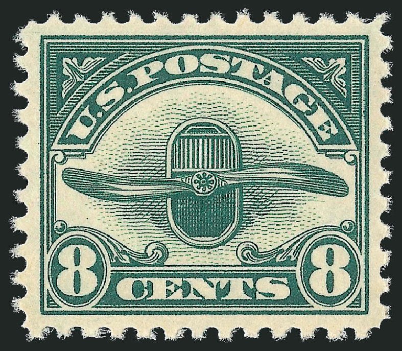 US Stamps Values Scott C4: 8c 1923 Air Radiator and Propeller. Robert Siegel Auction Galleries, Jun 2011, Sale 1011, Lot 823