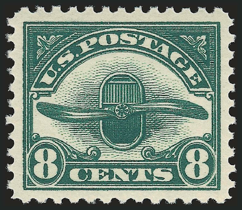 Cost of US Stamps Scott Catalogue #C4 - 8c 1923 Air Radiator and Propeller. Robert Siegel Auction Galleries, Dec 2009, Sale 982, Lot 6033