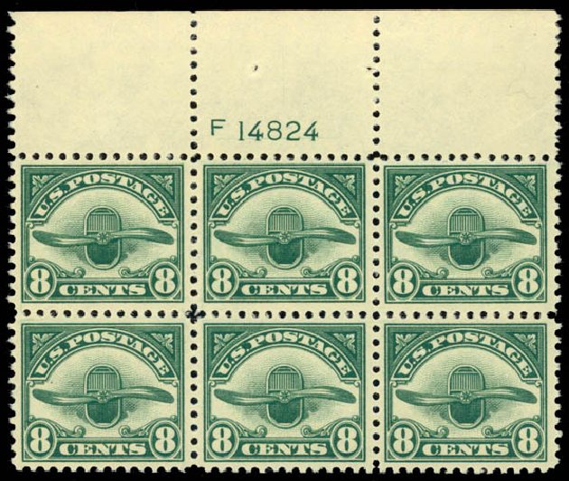 Values of US Stamps Scott Cat. # C4 - 8c 1923 Air Radiator and Propeller. Daniel Kelleher Auctions, May 2014, Sale 653, Lot 2476