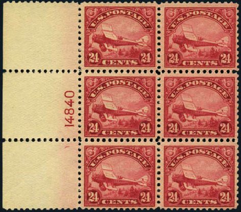 Value of US Stamp Scott Catalogue C6 - 1923 24c Air DeHavilland Biplane. Harmer-Schau Auction Galleries, Jan 2013, Sale 96, Lot 657