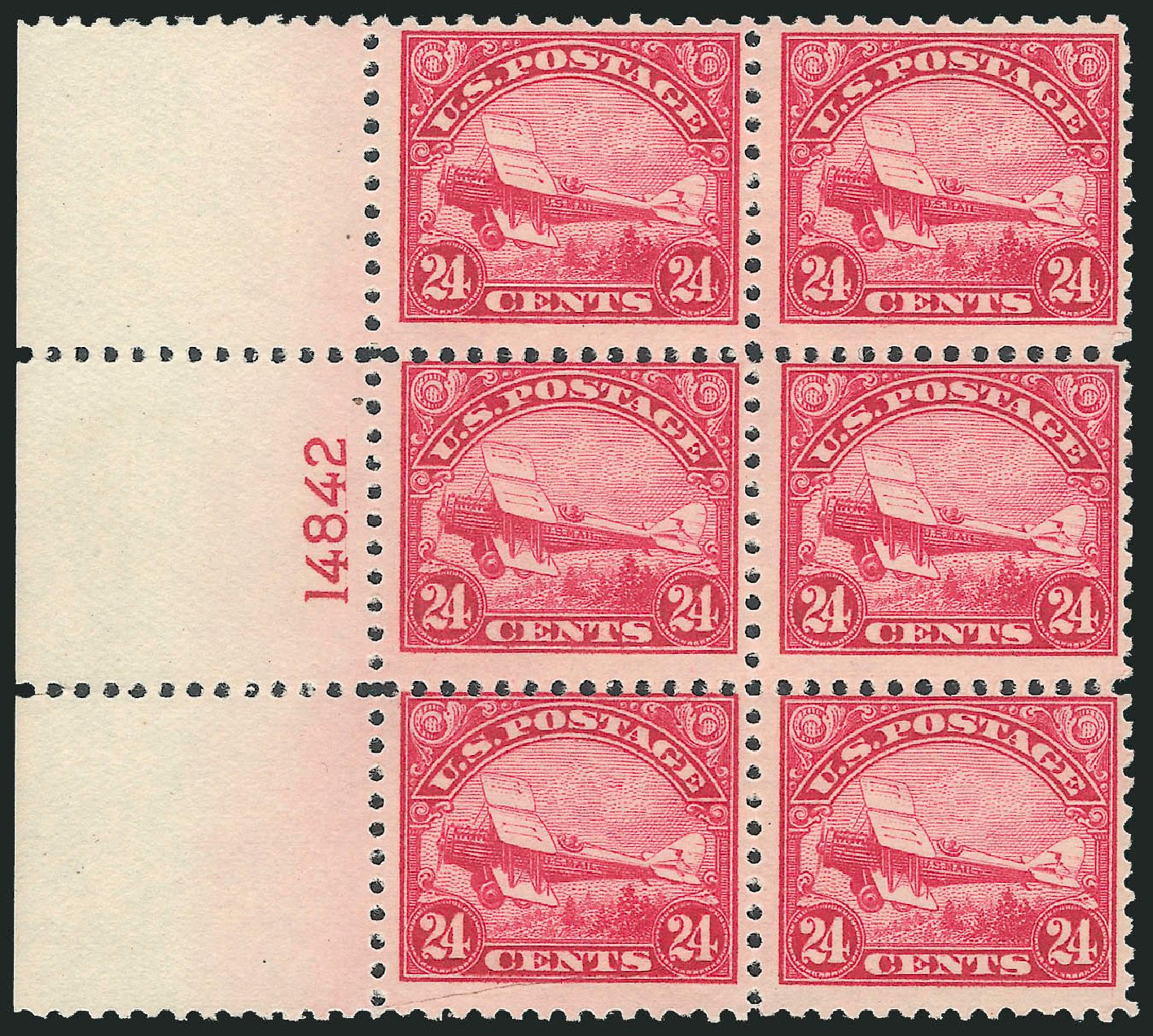 Costs of US Stamp Scott Catalogue # C6 - 1923 24c Air DeHavilland Biplane. Robert Siegel Auction Galleries, Dec 2012, Sale 1037, Lot 2197