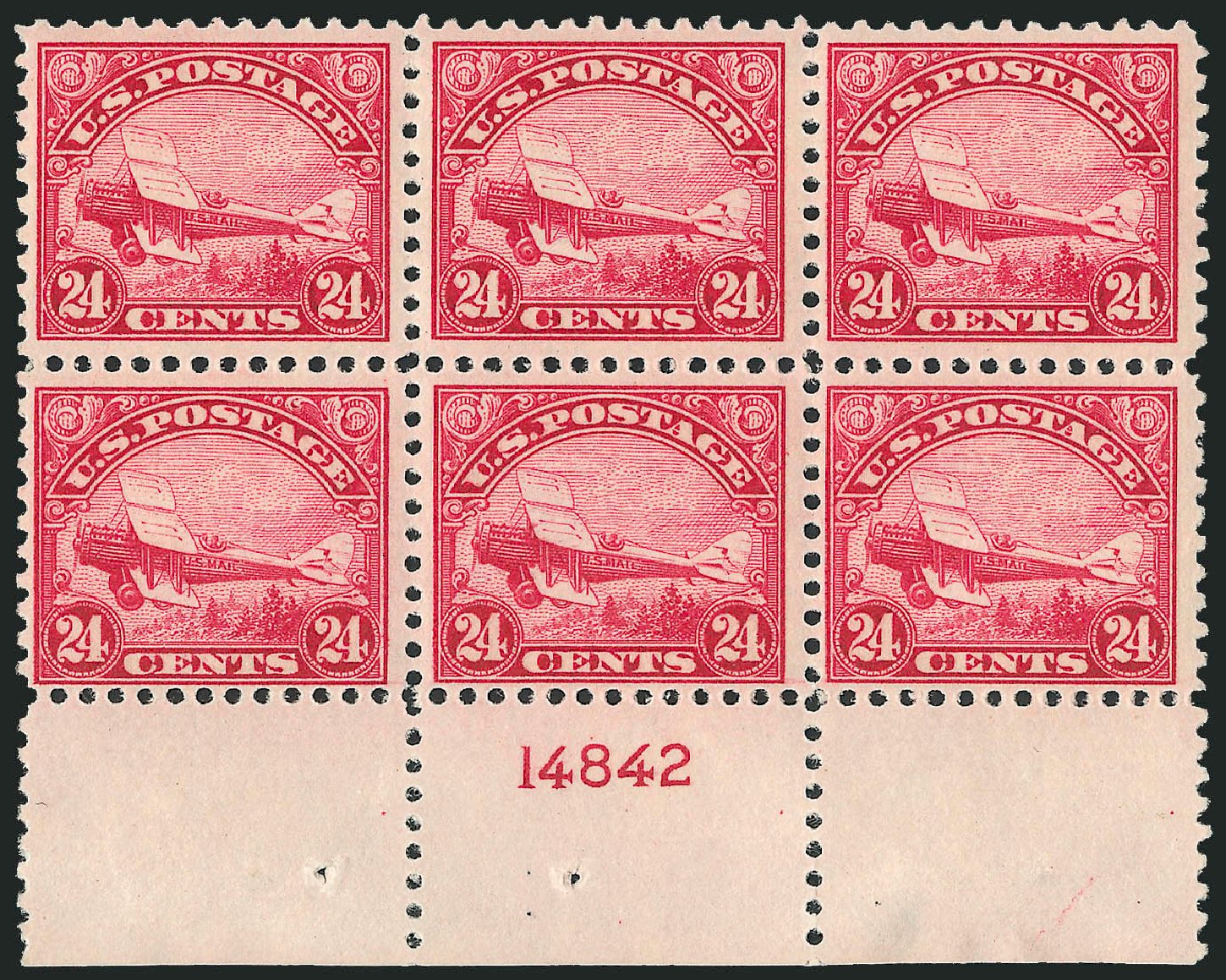 Cost of US Stamp Scott Catalogue #C6 - 1923 24c Air DeHavilland Biplane. Robert Siegel Auction Galleries, Apr 2009, Sale 971, Lot 1897