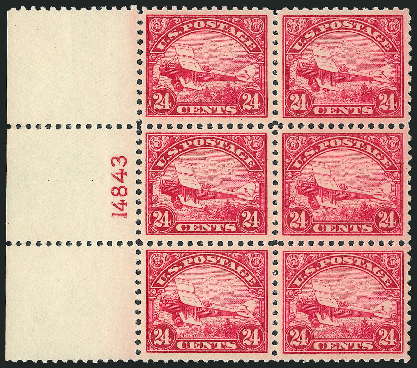 US Stamp Values Scott # C6 - 24c 1923 Air DeHavilland Biplane. Robert Siegel Auction Galleries, Jul 2013, Sale 1050, Lot 698