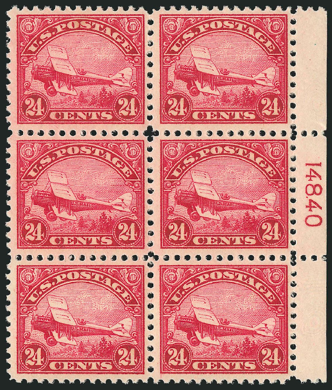 Values of US Stamp Scott Cat. #C6 - 1923 24c Air DeHavilland Biplane. Robert Siegel Auction Galleries, Feb 2015, Sale 1093, Lot 588
