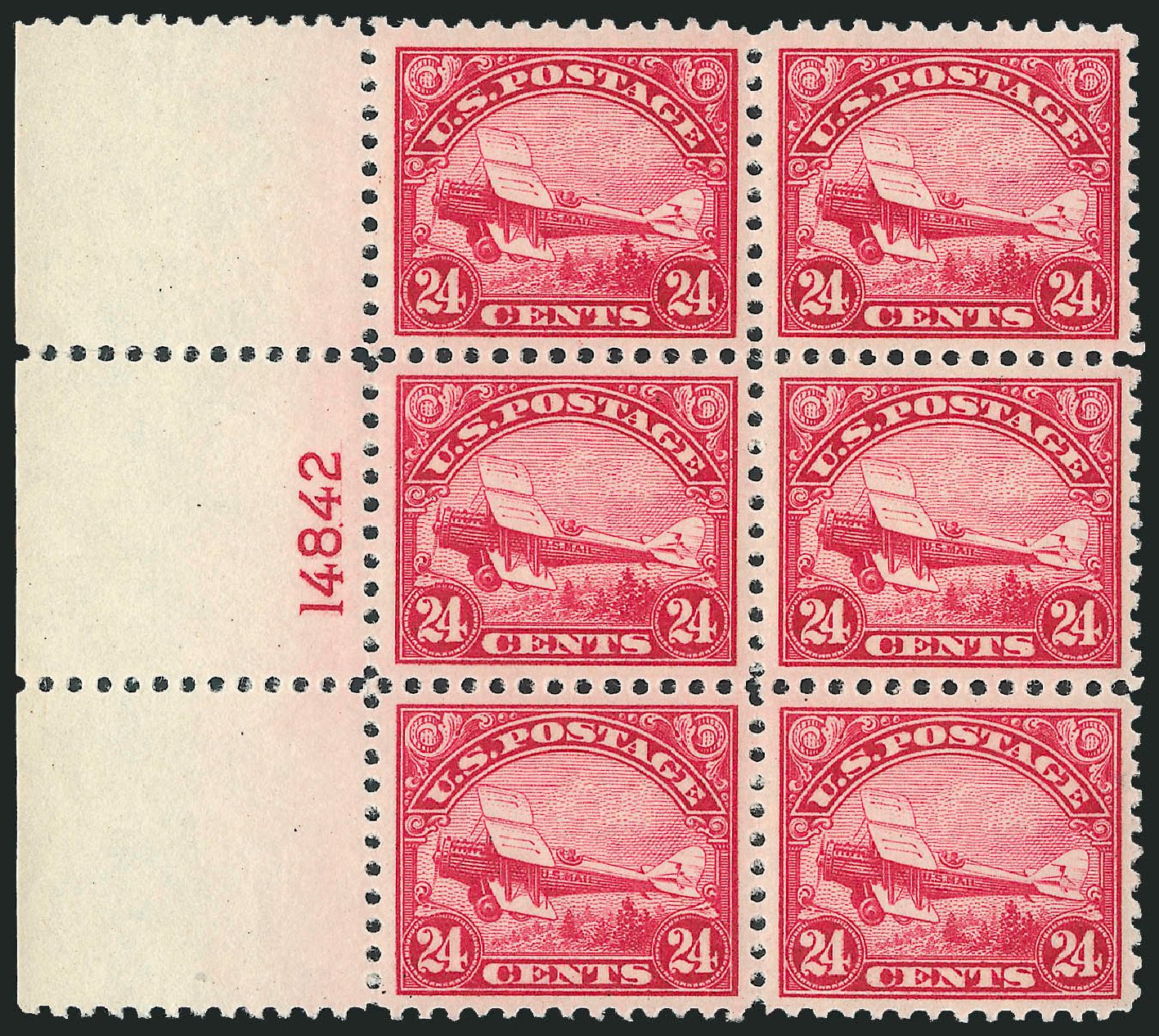 Cost of US Stamps Scott Catalogue C6: 1923 24c Air DeHavilland Biplane. Robert Siegel Auction Galleries, Apr 2009, Sale 971, Lot 1898
