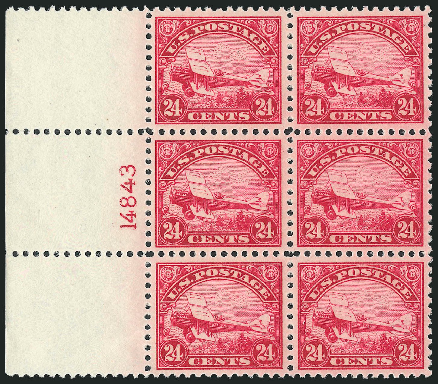 Price of US Stamp Scott Cat. #C6 - 24c 1923 Air DeHavilland Biplane. Robert Siegel Auction Galleries, Sep 2009, Sale 976, Lot 2228