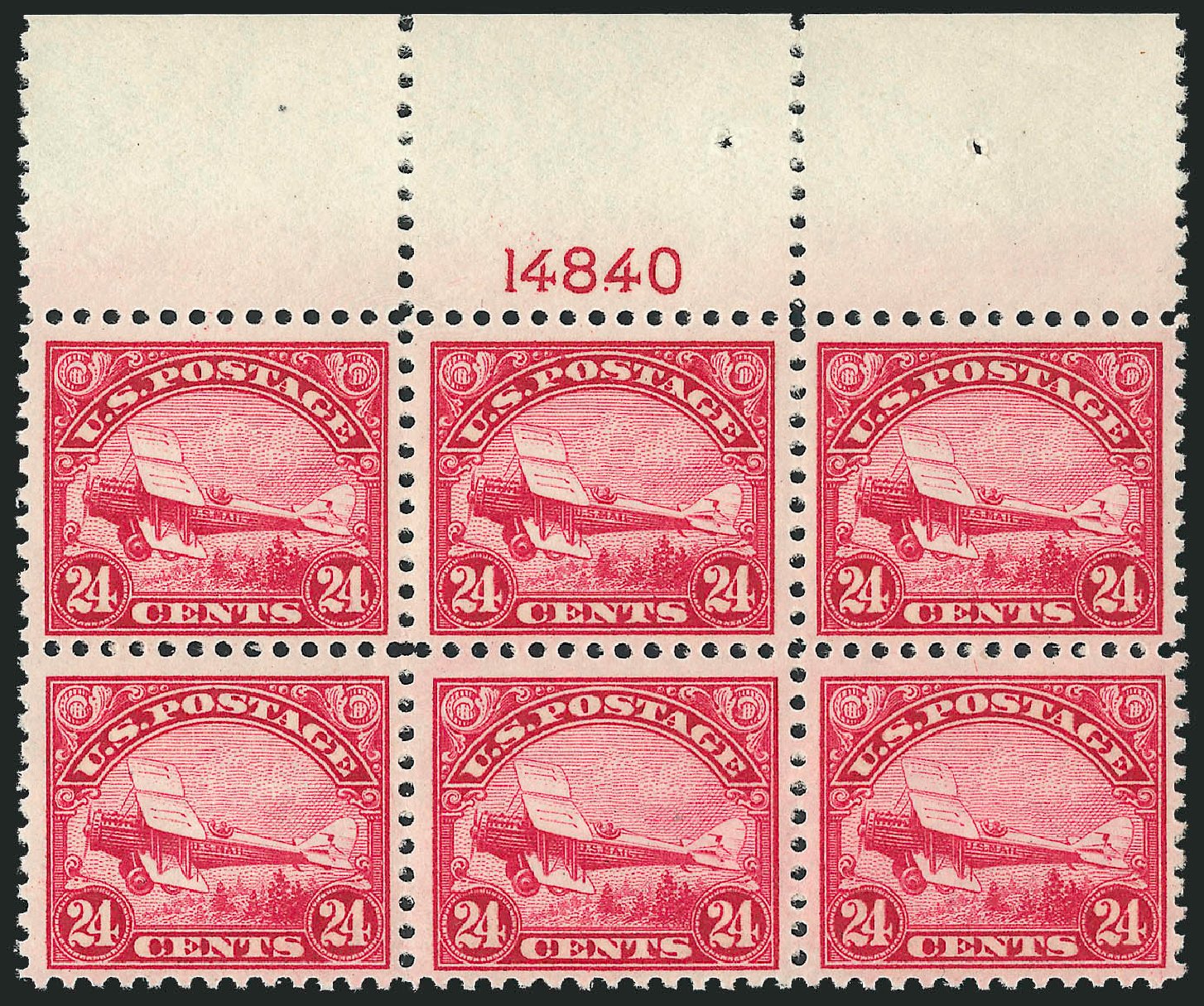 US Stamp Price Scott C6 - 1923 24c Air DeHavilland Biplane. Robert Siegel Auction Galleries, Dec 2009, Sale 982, Lot 6039