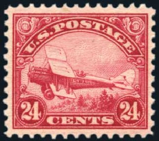 US Stamp Values Scott #C6 - 24c 1923 Air DeHavilland Biplane. Harmer-Schau Auction Galleries, Apr 2010, Sale 85, Lot 330