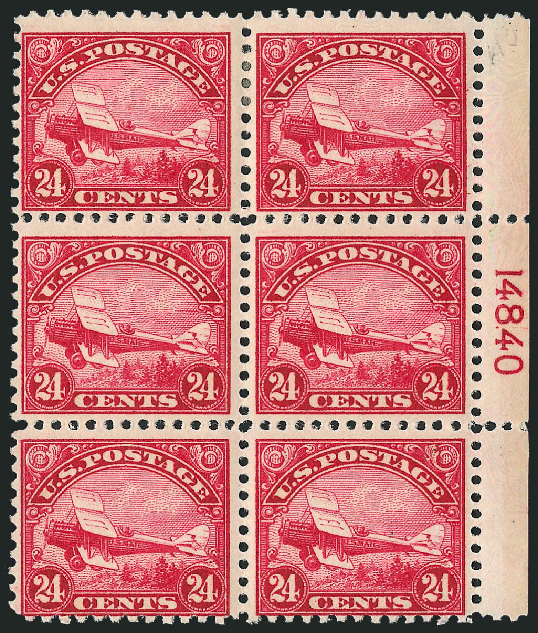 Price of US Stamps Scott Catalogue # C6 - 1923 24c Air DeHavilland Biplane. Robert Siegel Auction Galleries, Apr 2009, Sale 971, Lot 1890