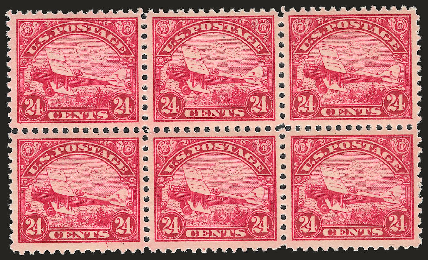 US Stamps Values Scott Catalogue # C6 - 24c 1923 Air DeHavilland Biplane. Robert Siegel Auction Galleries, Jun 2010, Sale 992, Lot 2580
