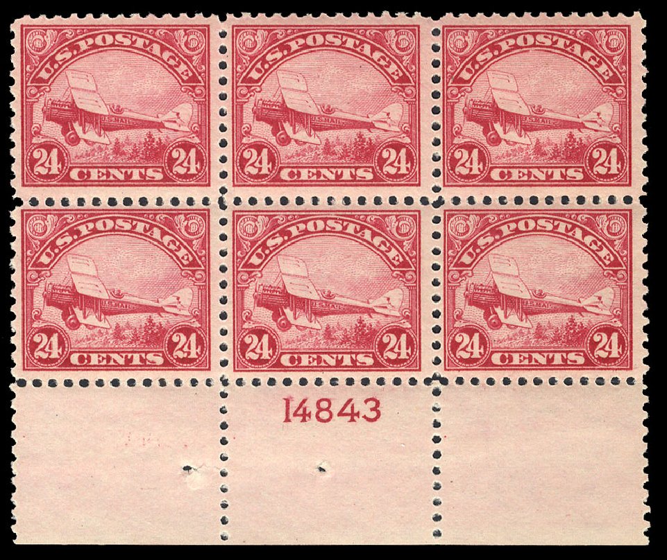 Value of US Stamps Scott Catalogue # C6: 1923 24c Air DeHavilland Biplane. Cherrystone Auctions, Apr 2009, Sale 200904, Lot 121