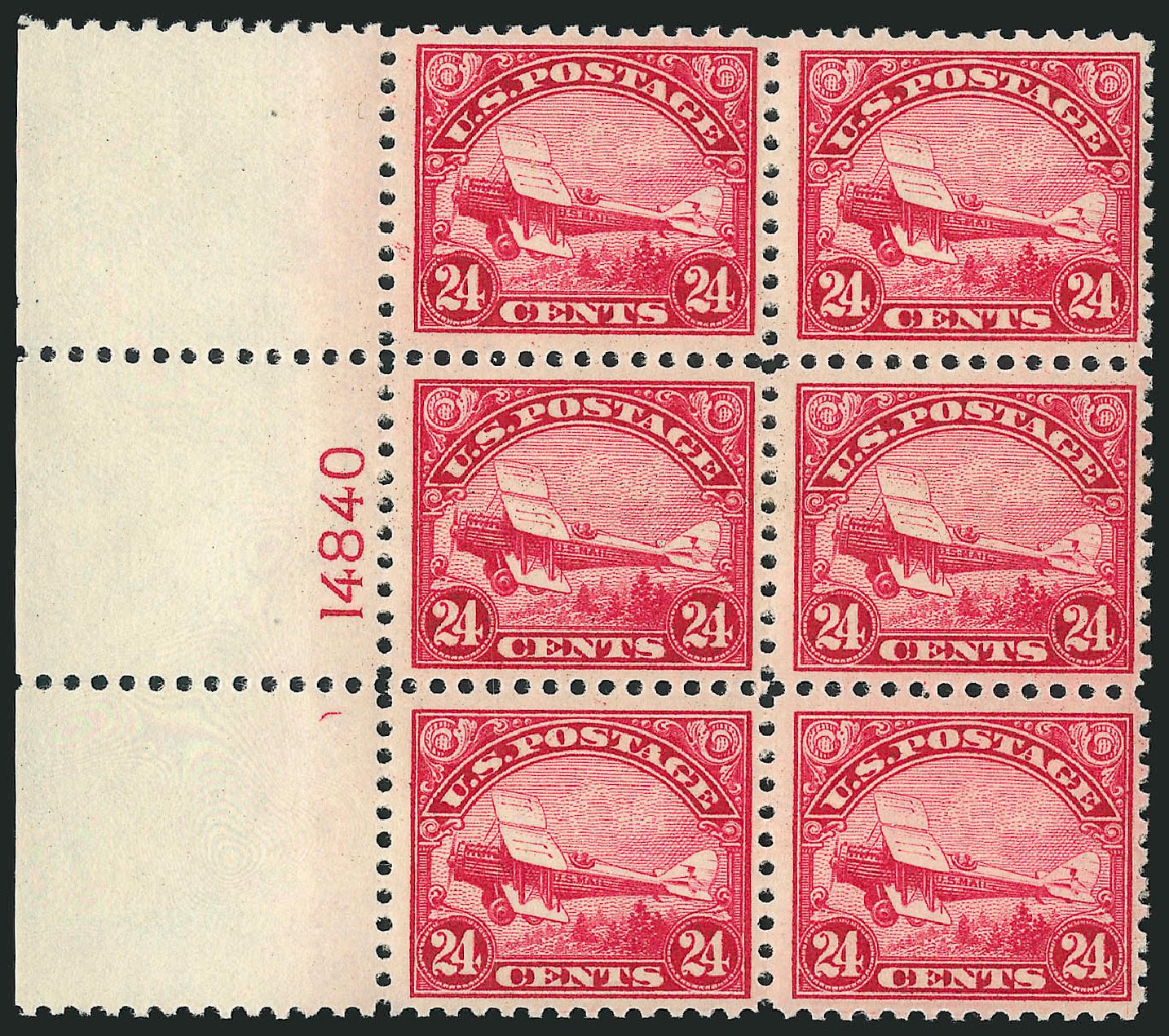 Values of US Stamp Scott C6 - 1923 24c Air DeHavilland Biplane. Robert Siegel Auction Galleries, Apr 2009, Sale 971, Lot 1891
