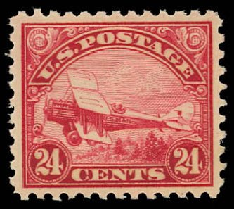 US Stamp Price Scott Cat. C6 - 1923 24c Air DeHavilland Biplane. Daniel Kelleher Auctions, Jun 2012, Sale 630, Lot 1964