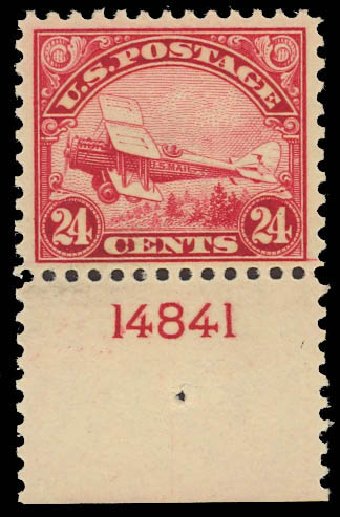 Costs of US Stamps Scott Catalogue C6 - 24c 1923 Air DeHavilland Biplane. Daniel Kelleher Auctions, Oct 2012, Sale 632, Lot 1484