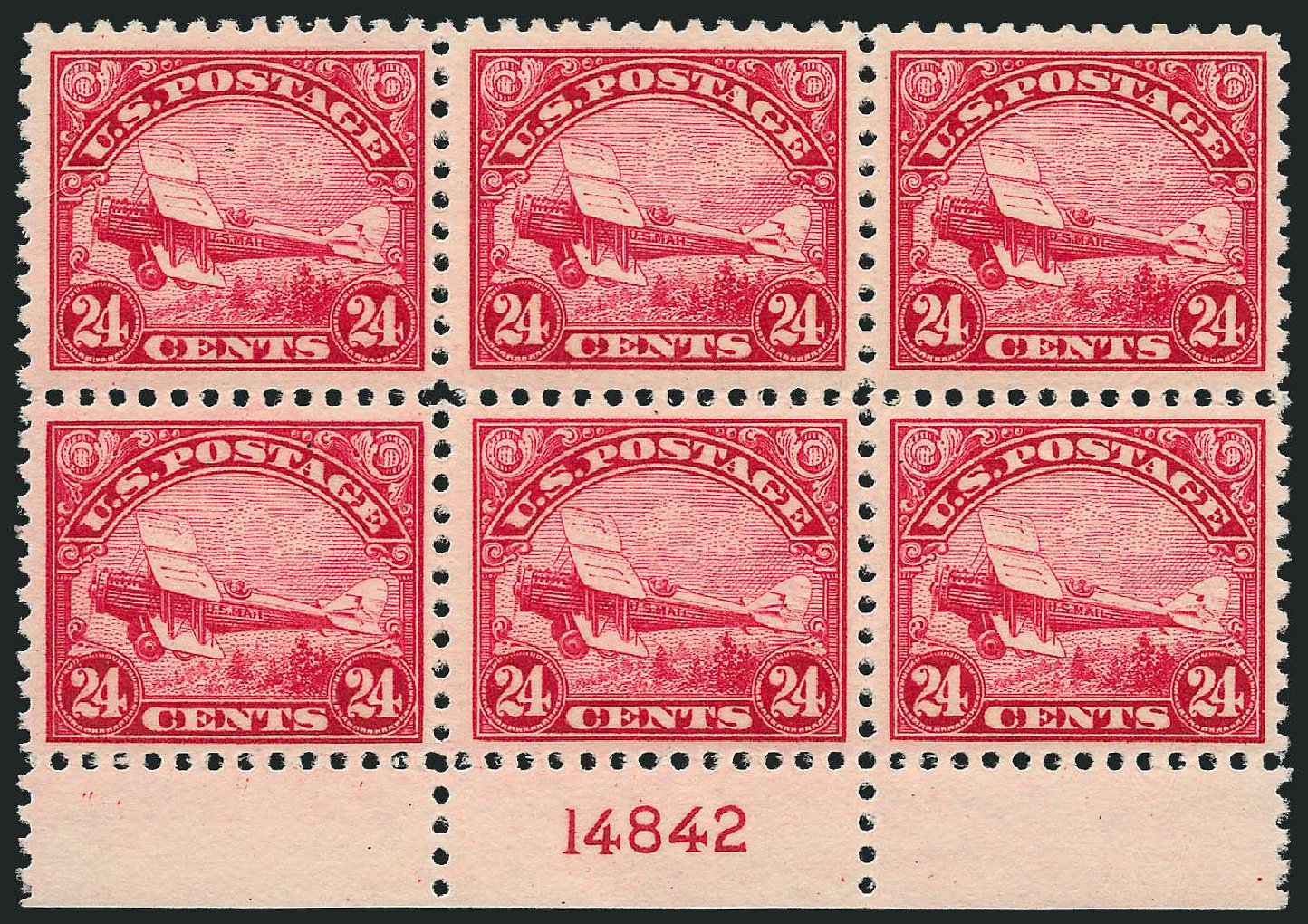 Cost of US Stamp Scott Catalog #C6 - 1923 24c Air DeHavilland Biplane. Robert Siegel Auction Galleries, Sep 2014, Sale 1078, Lot 634