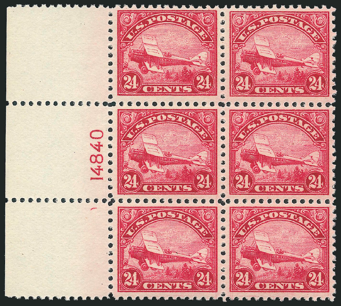 Prices of US Stamp Scott Cat. # C6: 24c 1923 Air DeHavilland Biplane. Robert Siegel Auction Galleries, Oct 2010, Sale 997, Lot 6154