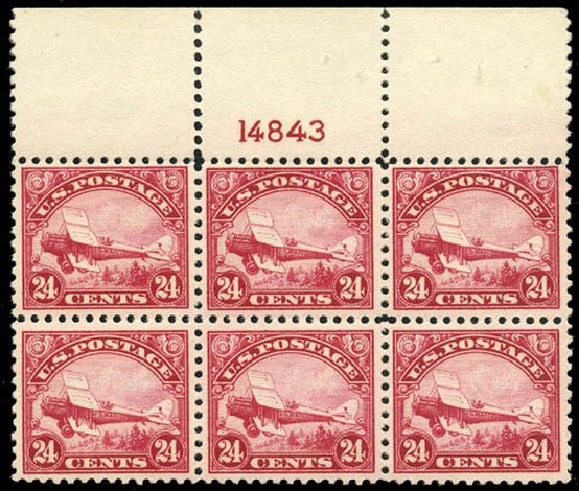 Value of US Stamps Scott Catalog # C6 - 24c 1923 Air DeHavilland Biplane. Matthew Bennett International, Apr 2008, Sale 326, Lot 565